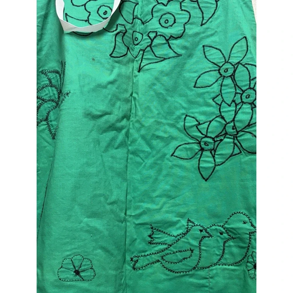 Handmade Awareness Apron artisans Smock Teacher Hand Embroidered Green 32